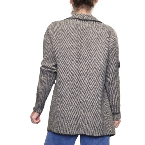 SIZE M Knit Cardigan Jacket Chevron knit open face Taupe Black color ZARA - Picture 7 of 11